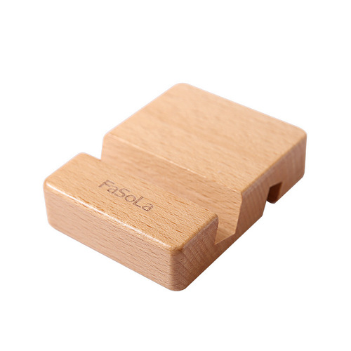 Japanese FaSoLa Lazy Double Slot Zelkova Wood Mobile Phone Stand Mobile Phone Holder Desktop Bedside Tablet iPad Stand 