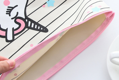 Cartoon Unicorn A4 File Bag Student Zipper Oxford Cloth Information Bag Exam Tutorial Tuition Storage Bag