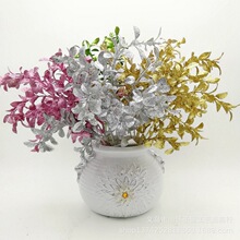 仿真35厘米5头25目过江龙 金葱粉花 高档欧式插花搭配圣诞花