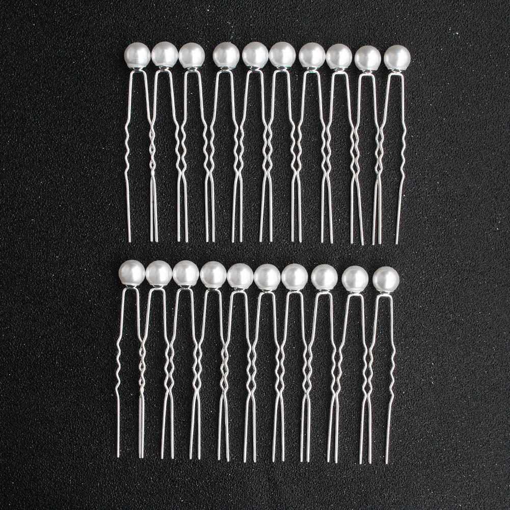 New Bridal Headgear Daily Simple Pearl U-shaped Hairpin Set display picture 5