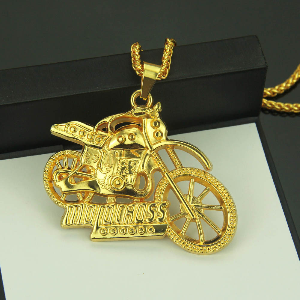 Hot Trend Personalized Snake Bone Chain Men's Motorcycle Pendant Hiphop Electroplated Alloy Necklace Jewelry_voghion.com