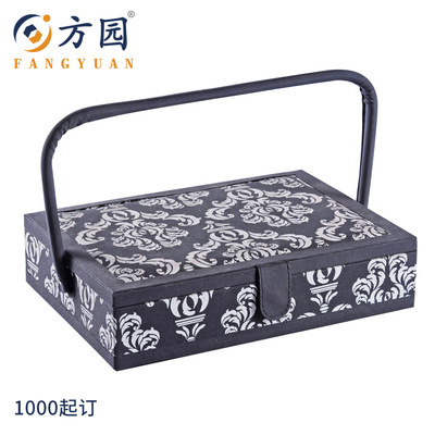 Manufactor Customized Basket-type Sewing box Vintage Style printing Fabric box storage box Home Popular Jewelry box