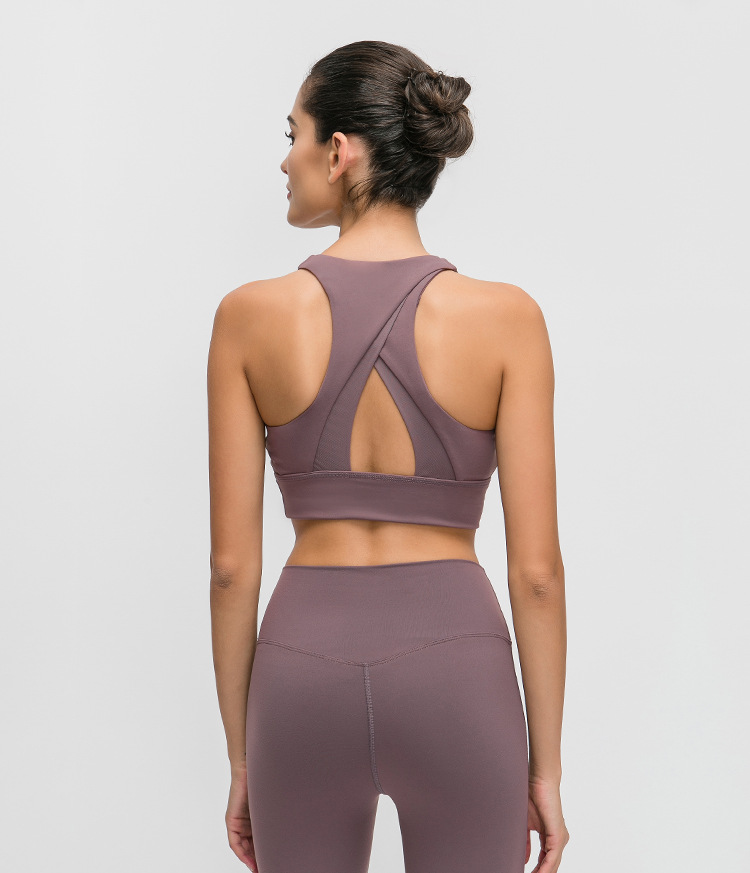 solid color hollow gathered shockproof yoga underwear NSDQF127350