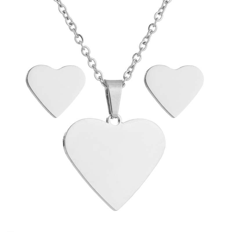 Sweet Heart Shape Stainless Steel Plating Jewelry Set 2 Pieces