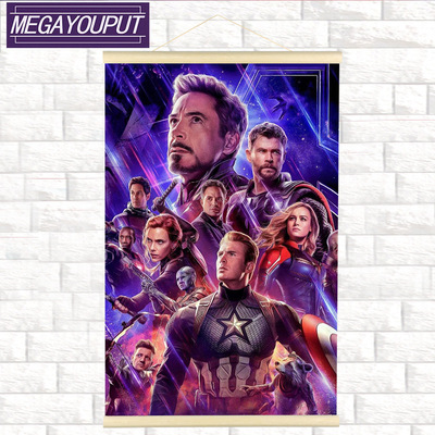 跨境新款钻石画超级英雄实木卷轴挂画DIY满钻简约现代装饰画批发