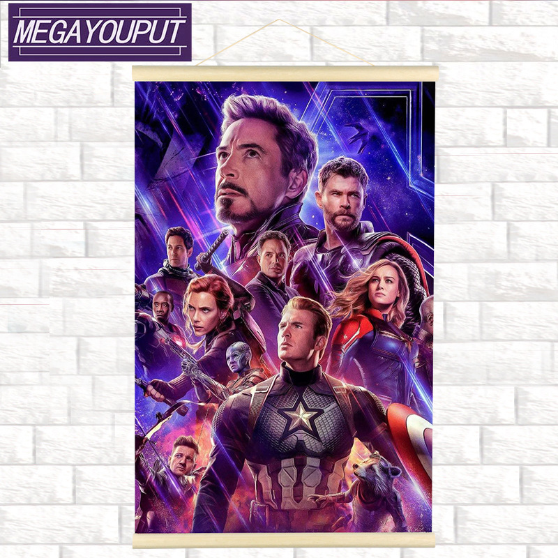 跨境新款钻石画超级英雄实木卷轴挂画DIY满钻简约现代装饰画批发