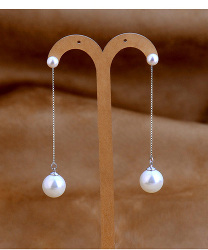 s925 sterling silver ear wire, long tassel pearl earrings, elegant and fashionable earrings, Korean style sterling silver jewelry