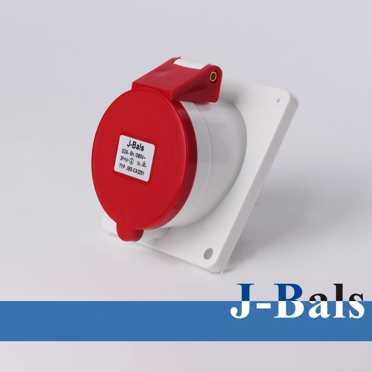 380V三孔暗装工业插座 32A5孔斜插 单相三线CA2251