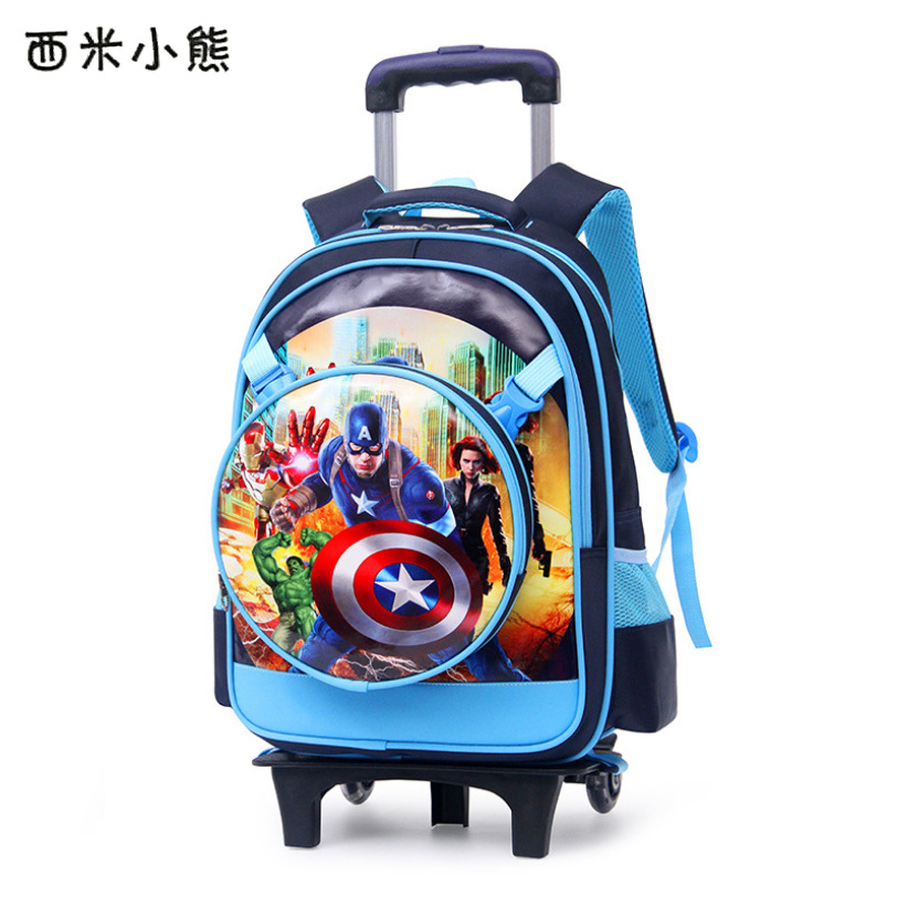 The most cool Captain America Schoolboy Lightening Two pupil Trolley bags Pupil bag