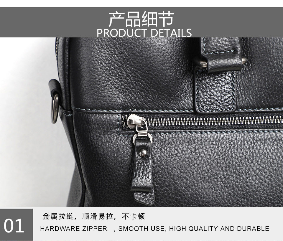 Túi xách tay nam da bò lớp đầu 28×38×8 cm kiêm túi đeo chéo, đựng laptop 13 inch — Màu cà phê, Màu xanh lam, Màu đen chi tiết 27
