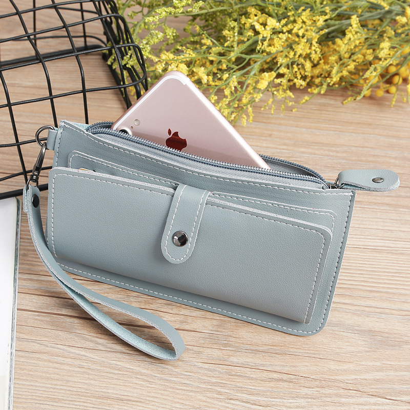 116g Weight Zipper Closure Type Business, Travel Occasion Pu Leather Material Solid Color Pattern Women'S Gender Square Shape Light Grey, Dark Grey, Rose Red, Pink, Red, Green, Blue, Gold, Black Color Fashion Multi-function Zipper Multi-card Buckle Wallet 22