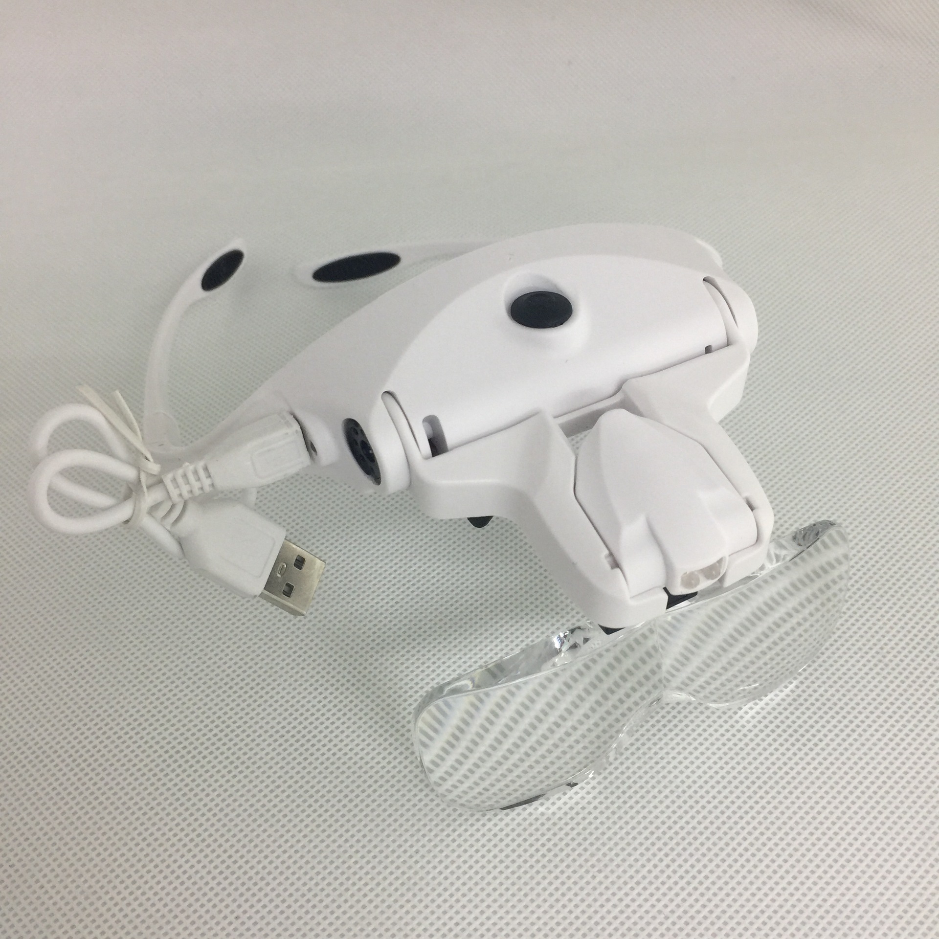 新款USB充电LED灯头戴头带互换眼镜5种倍数阅读修理放大镜9892B2C