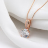 Pendant, necklace, golden zirconium, accessory, European style, micro incrustation, pink gold, wholesale