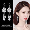 Fashionable zirconium, earrings, city style, cat's eye, simple and elegant design