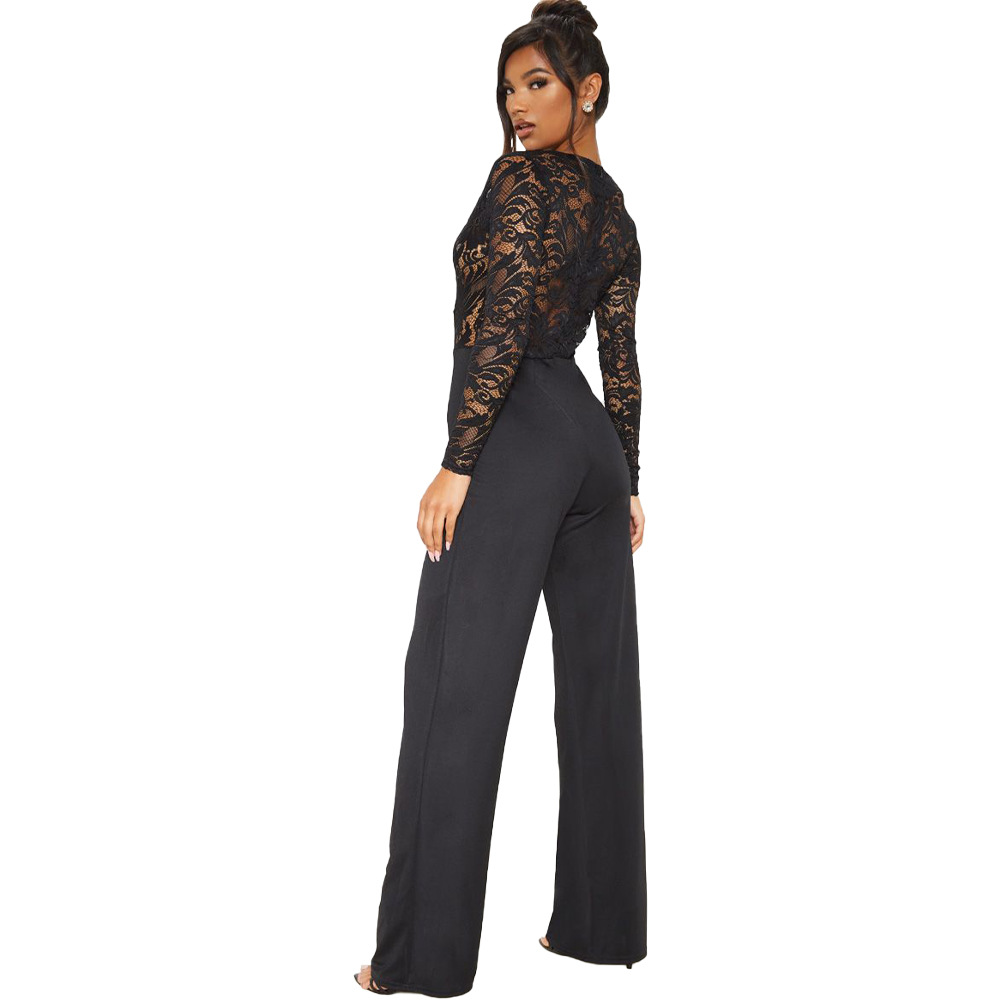 women s fashion sexy lace stitching slim-fit jumpsuit nihaostyle clothing wholesale NSFNN70033