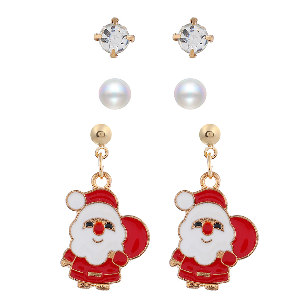 Fashion Santa Claus Bow Knot Alloy Artificial Pearls Women's Drop Earrings 1 Pair display picture 2
