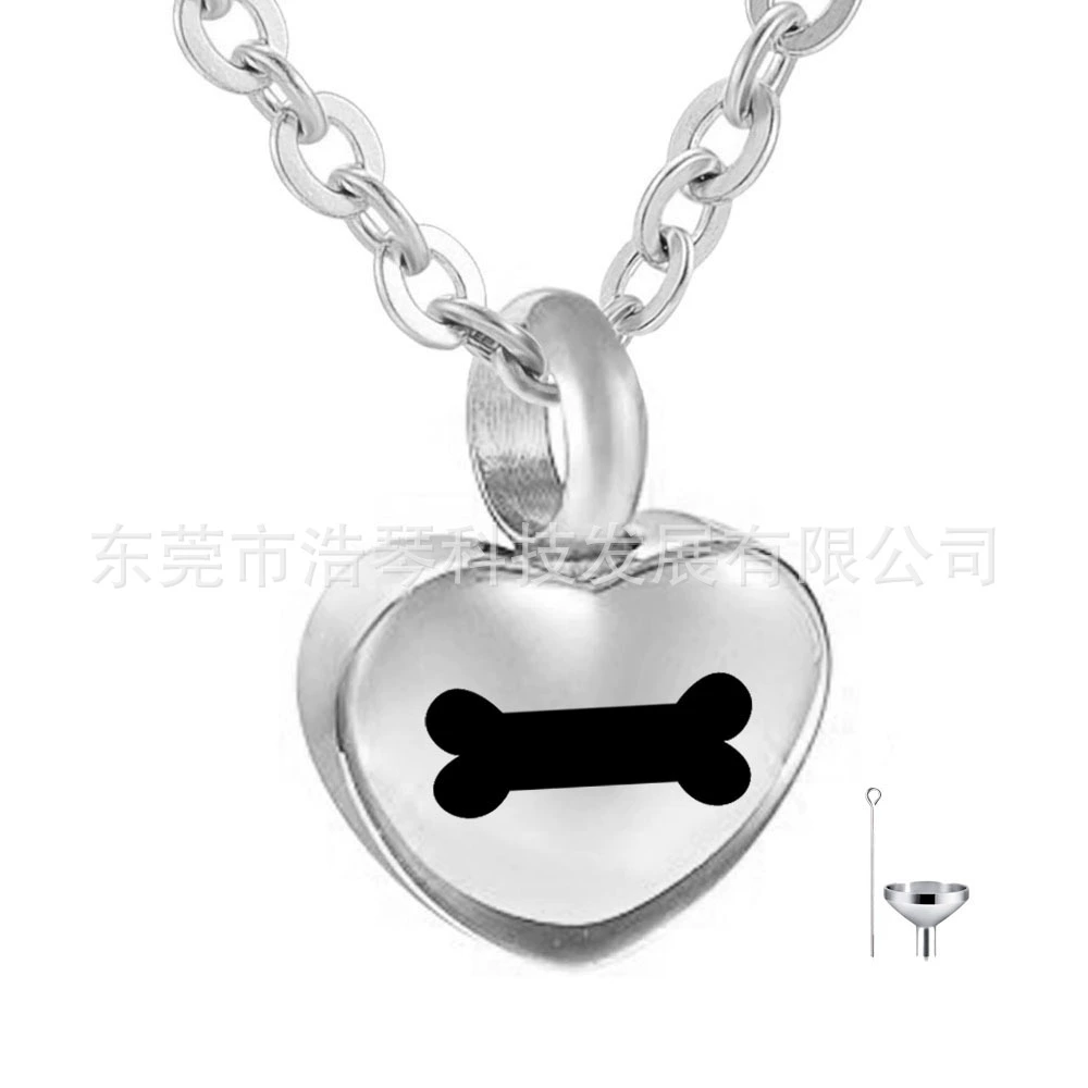 Трансграничные горячие продажи из нержавеющей стали в форме сердца собака кости урна кулон животное сувенир простой флакон духов Ожерелье