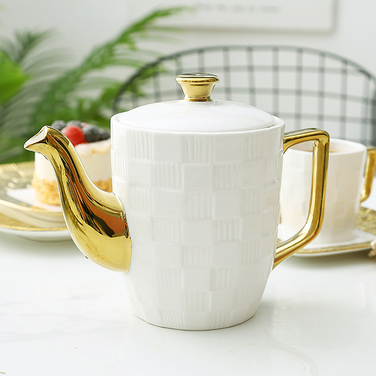 北歐金邊創意咖啡杯套裝歐式托盤輕奢下午茶具水具水杯冷水壺套裝