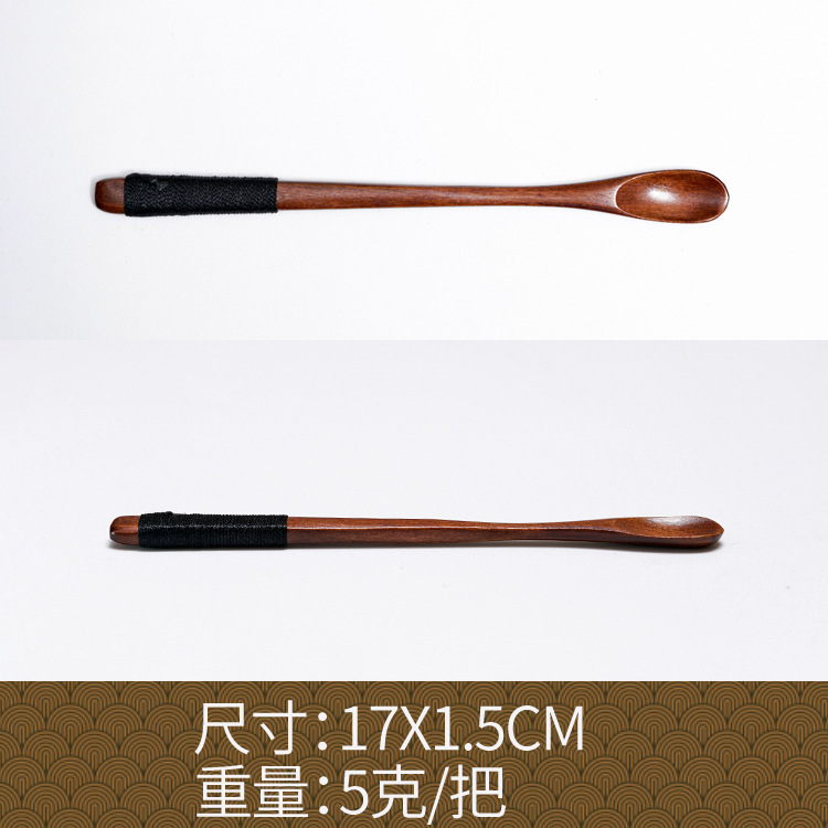 Fábrica al por mayor cuchara de madera maciza cuchara creativa cuchara de café cuchara de mezcla miel cuchara japonesa mango largo bobinado cuchara de madera