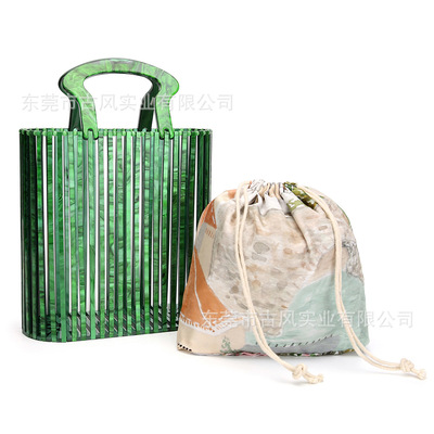 2020 new pattern Acrylic Bucket bag Beach Bag weave Female bag Hand tighten the pack clutch bag Banquet Hollow package