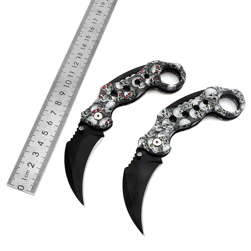 厂家直供刀 户外迷彩折叠爪子刀 不锈钢野营求生战术刀 随身小刀