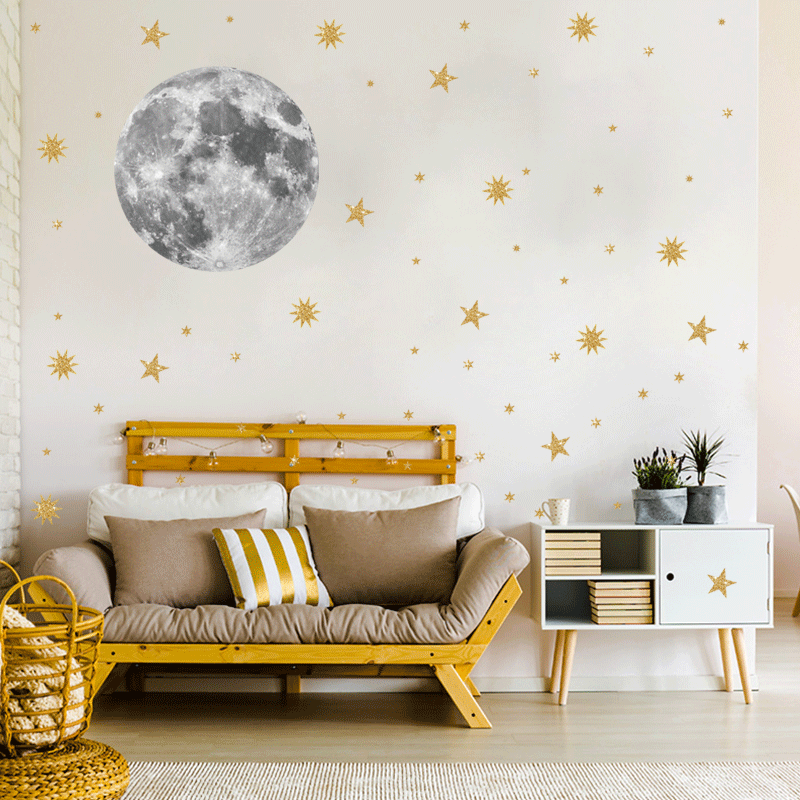 Simple Fashion Moon Gold Star Wall Sticker display picture 2