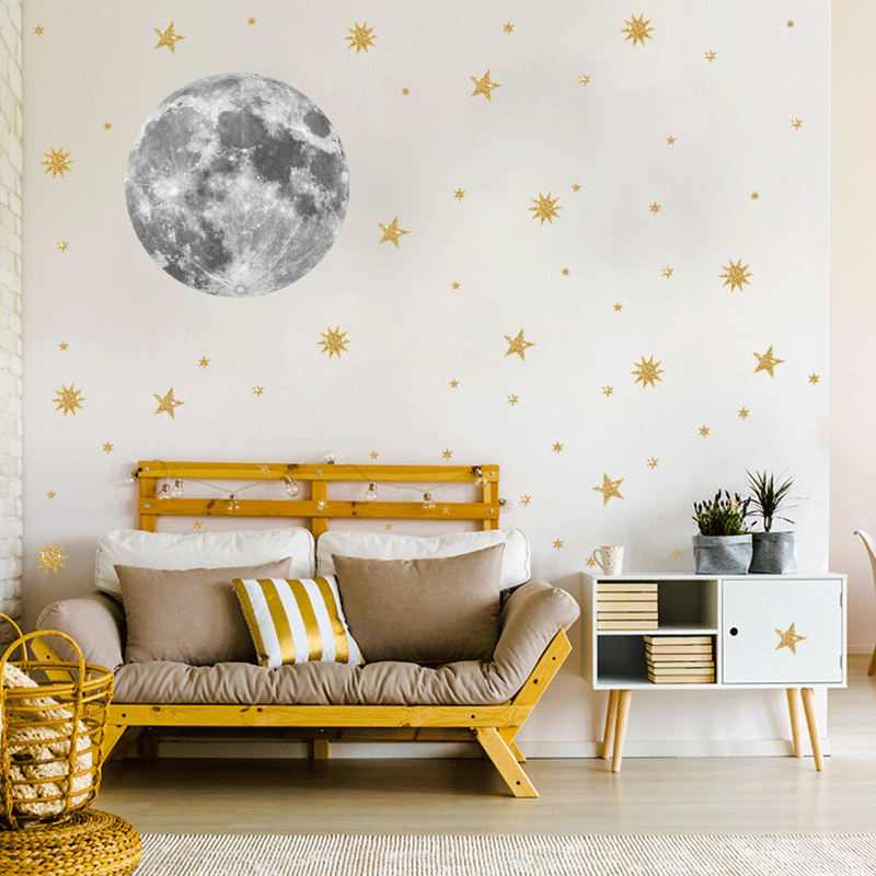 Etiqueta De La Pared De La Estrella De Oro De La Luna De La Moda Simple display picture 2