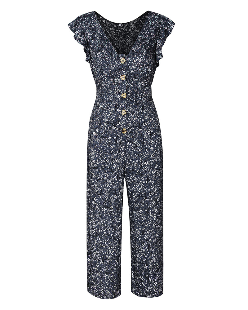 casual straight floral jumpsuit NSDY7651