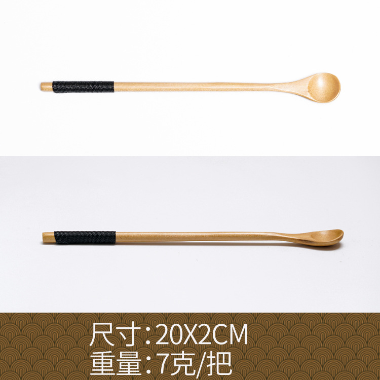 Fábrica al por mayor cuchara de madera maciza cuchara creativa cuchara de café cuchara de mezcla miel cuchara japonesa mango largo bobinado cuchara de madera