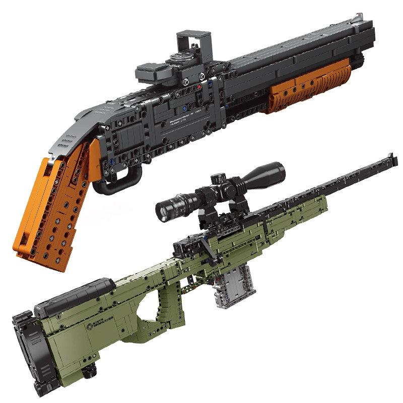 Sniper rifle, submachine gun, constructor, small particles