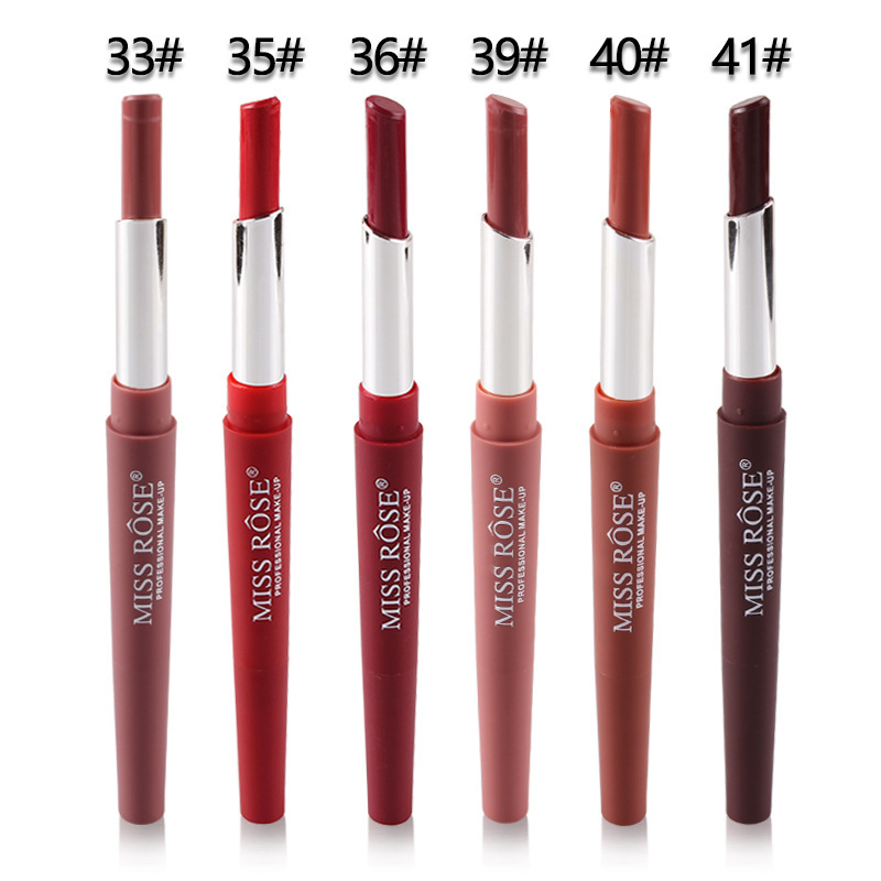 2in1 Lip Liner Lipstick Pen Waterproof Lip Pencil Batom Retro Red Lips