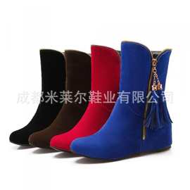 厂家外贸代发速卖通流苏靴 短靴优质磨砂大小码女靴32-50码