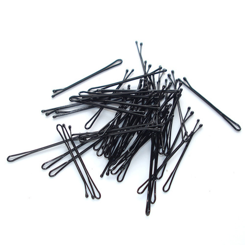 Boxed black one-piece hair clip hair pin forehead clip steel clip plain small black hair clip hair styling updo