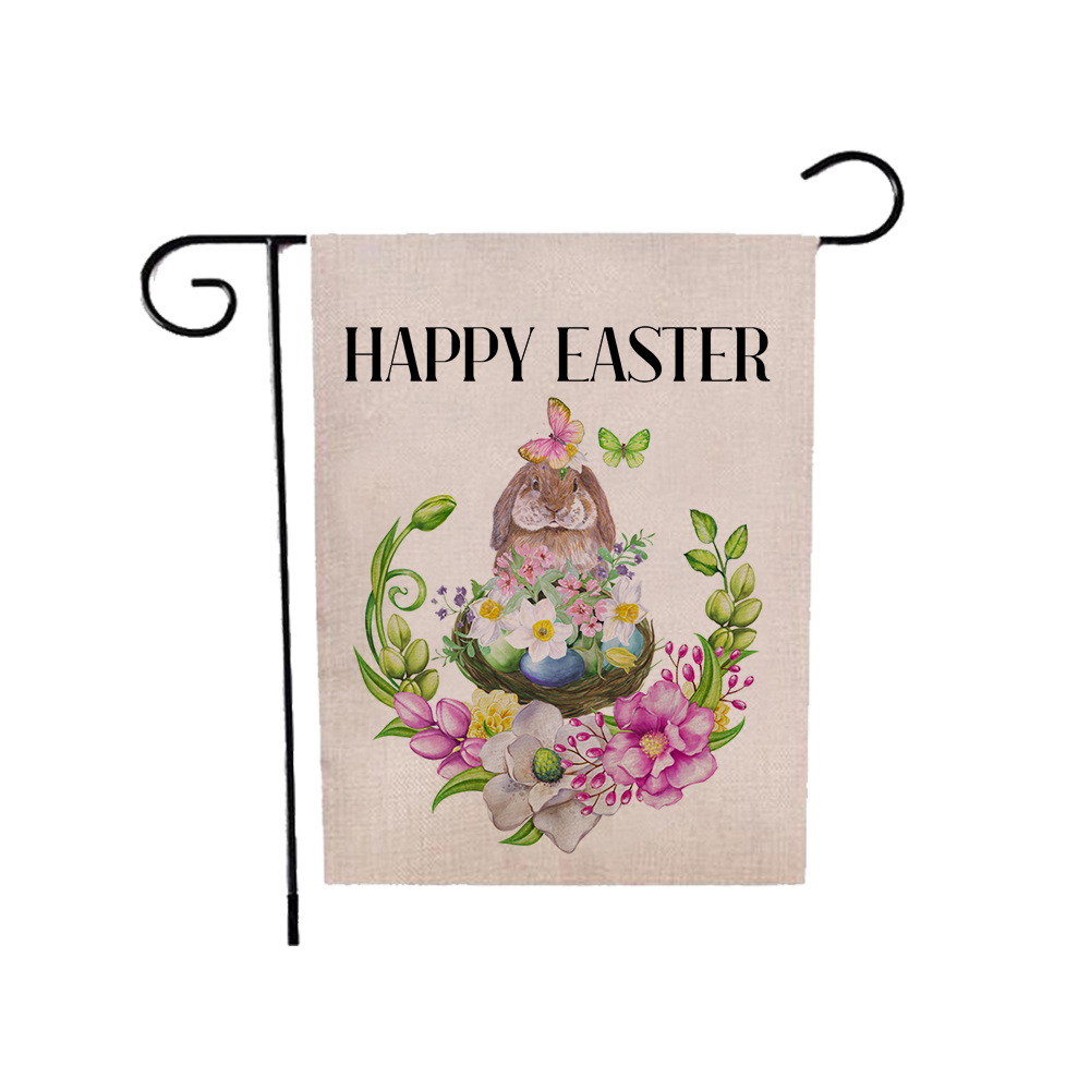 75g Weight Flag Event & Party Supplies 1 Piece, 47*32cm Quantity Linen Material Easter Festival Rabbit, Letter Pattern Cute Style Easter Cute Rabbit Letter Linen Flag Party Supplies Decorations 1 Piece 47*32cm 11