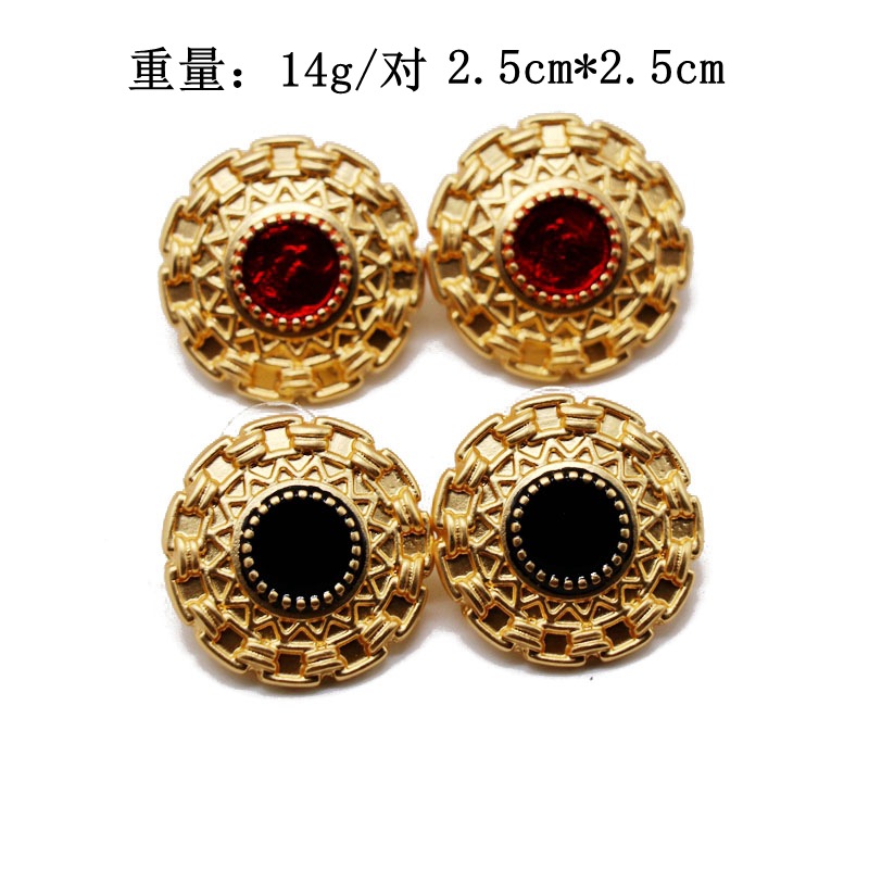 Stud Earrings Round Lace Pattern 925 Silver Stud Earrings Delicate Gold Round Stud Earrings display picture 1