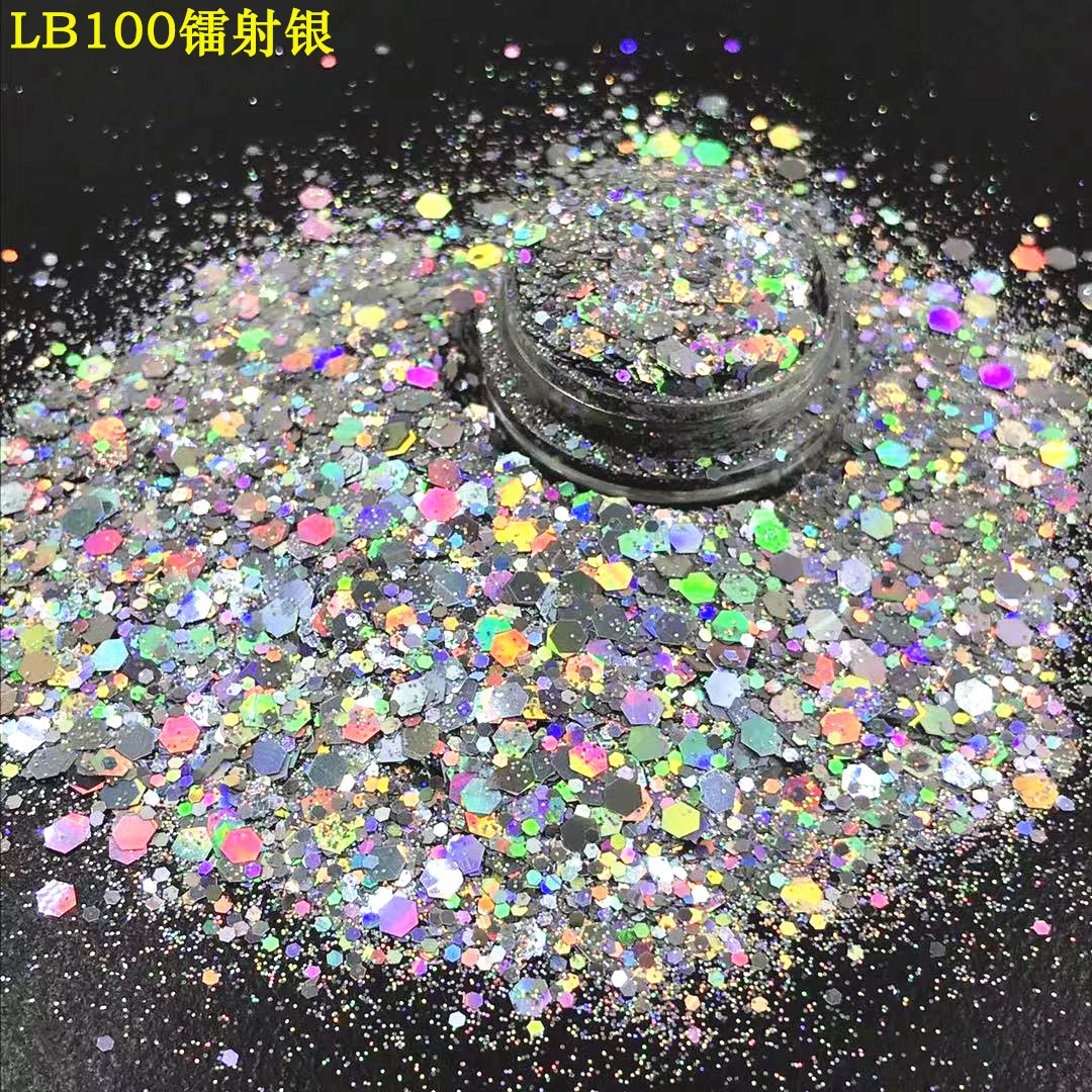 爆闪镭射金葱粉美甲七彩闪粉流麻diy亮片滴胶混合幻彩七彩粉50克-阿里巴巴