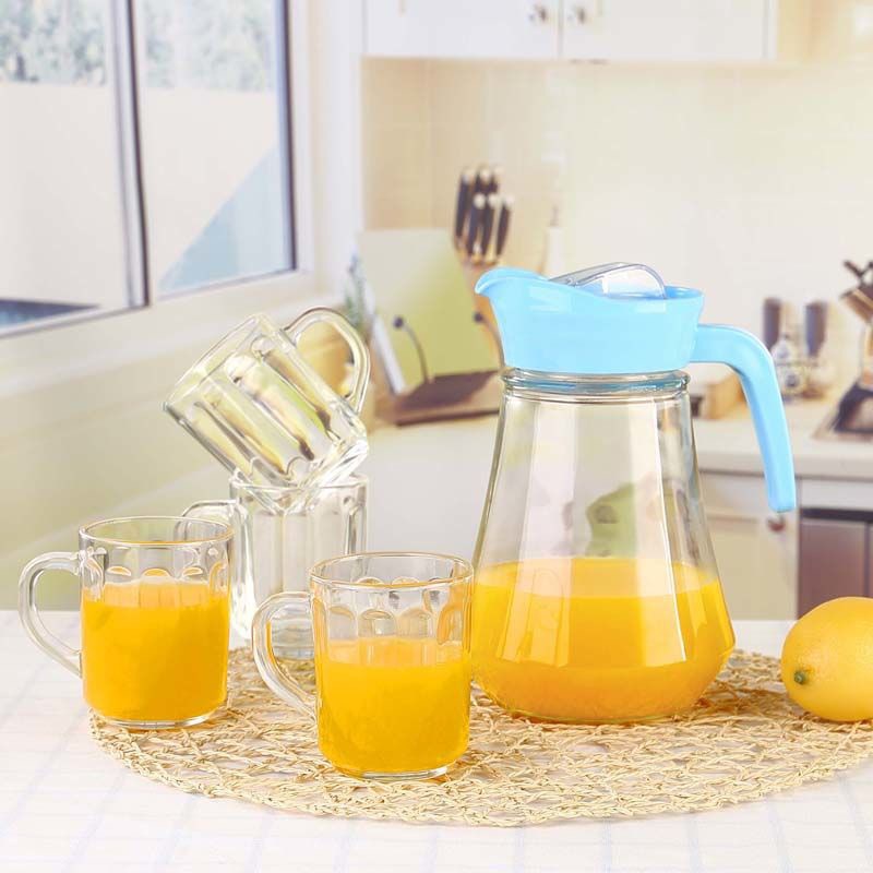 Priced wholesale high-grade Glass kettle suit new pattern Duckbill pot Drinks fruit juice Waves Five-piece gift