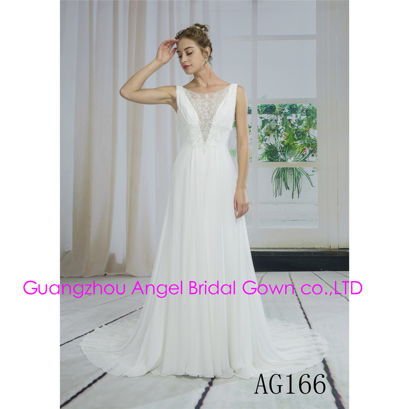 Lightweight chiffon crystal beaded advanced custom foreign trade original outdoor wedding chapel wedding dress