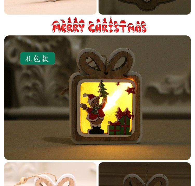 New Christmas Decorations Christmas Lights With Lights Wooden Pendants Christmas Tree Pendant Christmas Gifts display picture 7