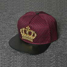 歐美皇冠金屬標hiphop街舞嘻哈帽網紋平沿棒球帽子速賣通外貿批發