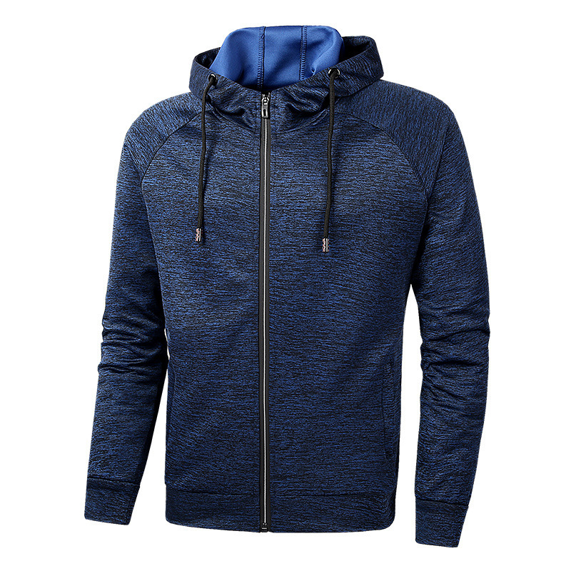 Spring and Autumn Sports Sweater Men's Cardigan Slim-fit Hooded Top Large Size Running Fitness Clothes Knitted Sports Jacket