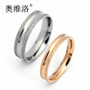 Fashionable golden matte two-color trend retro ring stainless steel for beloved suitable for men and women, Korean style, pink gold