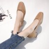 2024 Spring New Fang's head -shallow mouth single shoes female thick heels in the heel of retro grandma shoes wholesale shoes