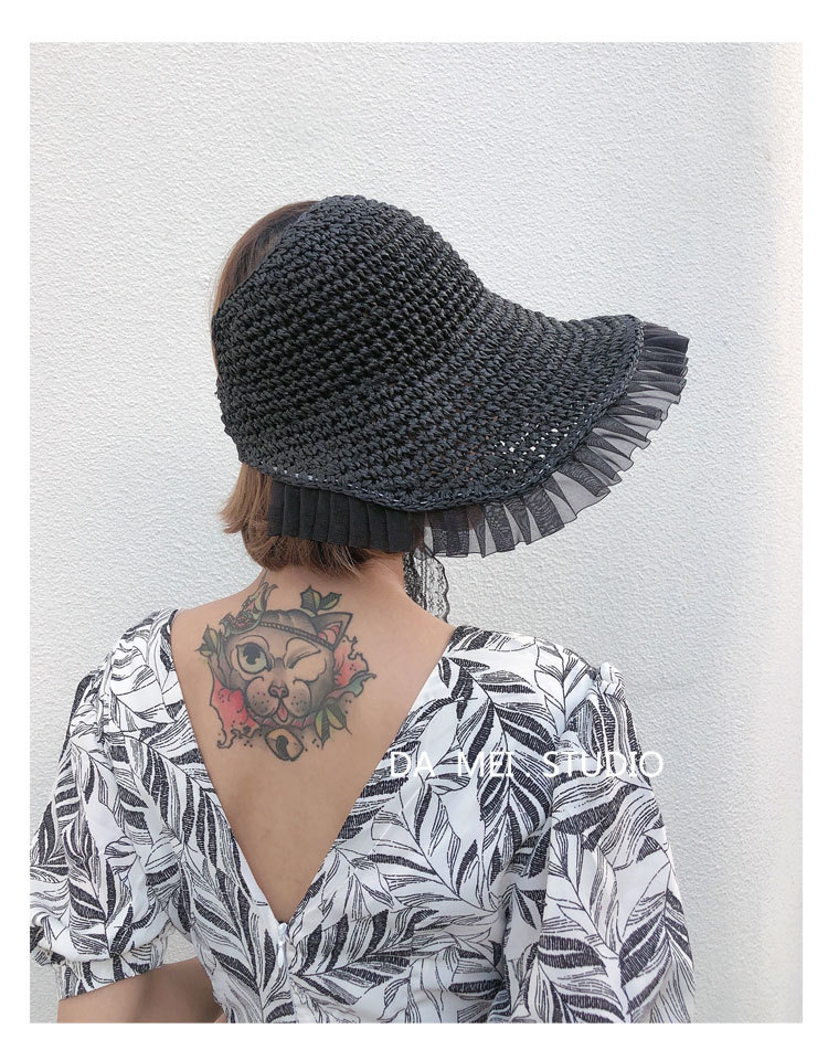 Fashion Lace Sunscreen Sunshade Empty Top Straw Hat display picture 9