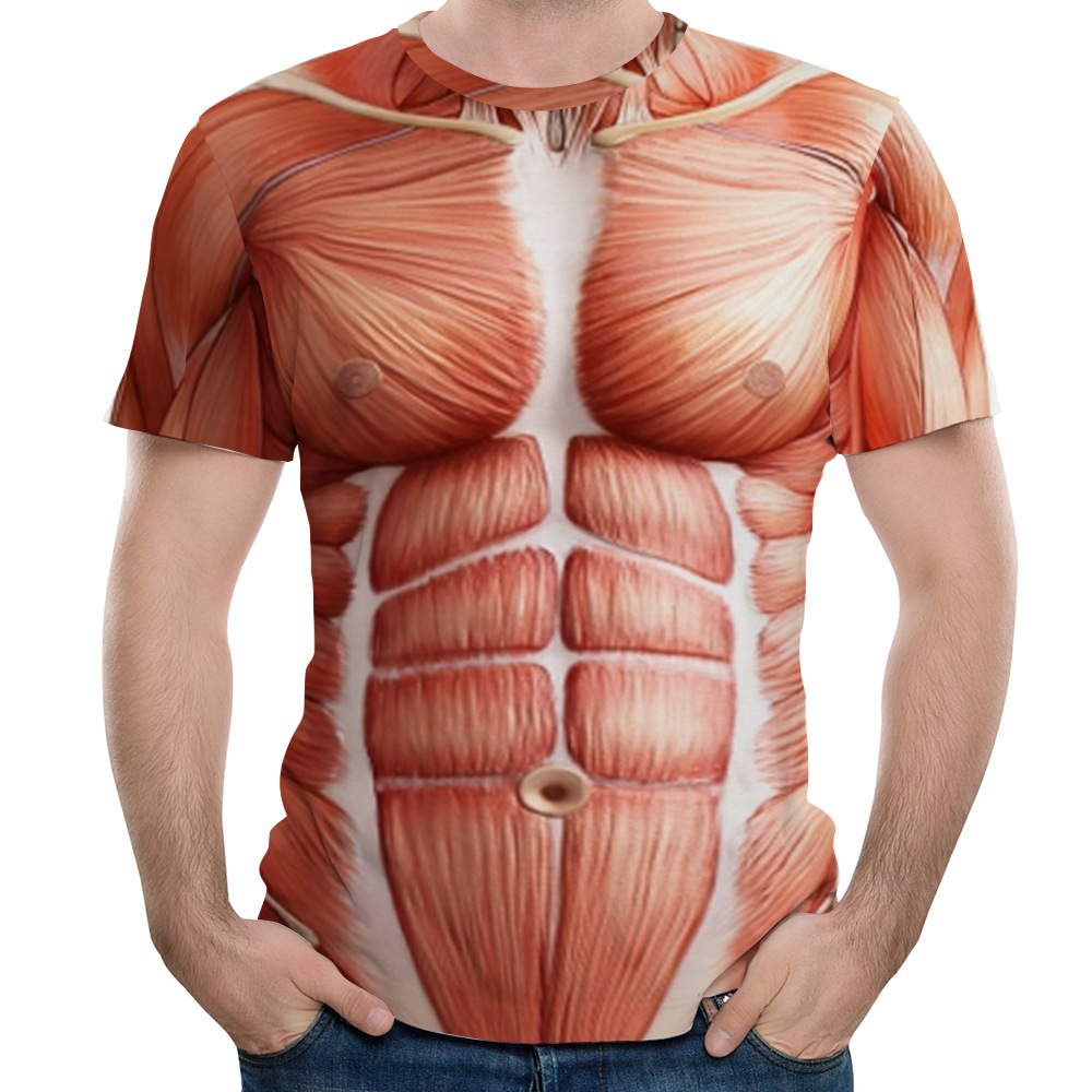 T-shirt imprimé muscle abdominal en 3D - Ref 3424287 Image 3