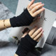 Factory wholesale combed cotton couple gloves fingerless exposed finger knitted half finger gloves short male and female student gloves