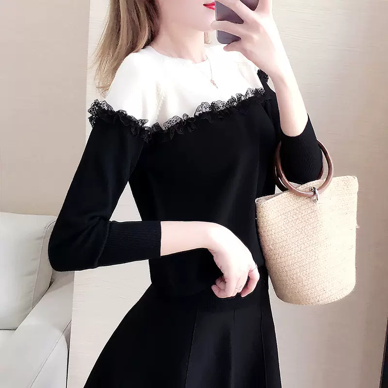 针织衫女套头衫2023秋冬季韩版新款女装修身打底衫长袖毛衣上衣潮