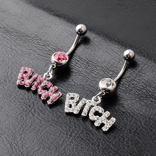 Cross-border goods European and American best-selling diamond-encrusted letters, numbers, navel rings, navel nails, wholesale