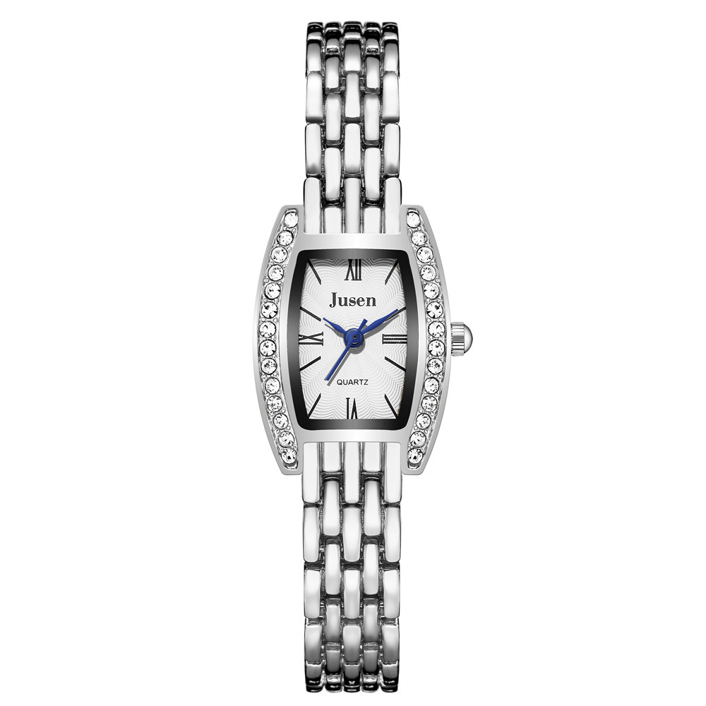 Personalized Versatile Diamond-studded Wine Barrel-shaped Steel Strap Bracelet Watch For Women display picture 8