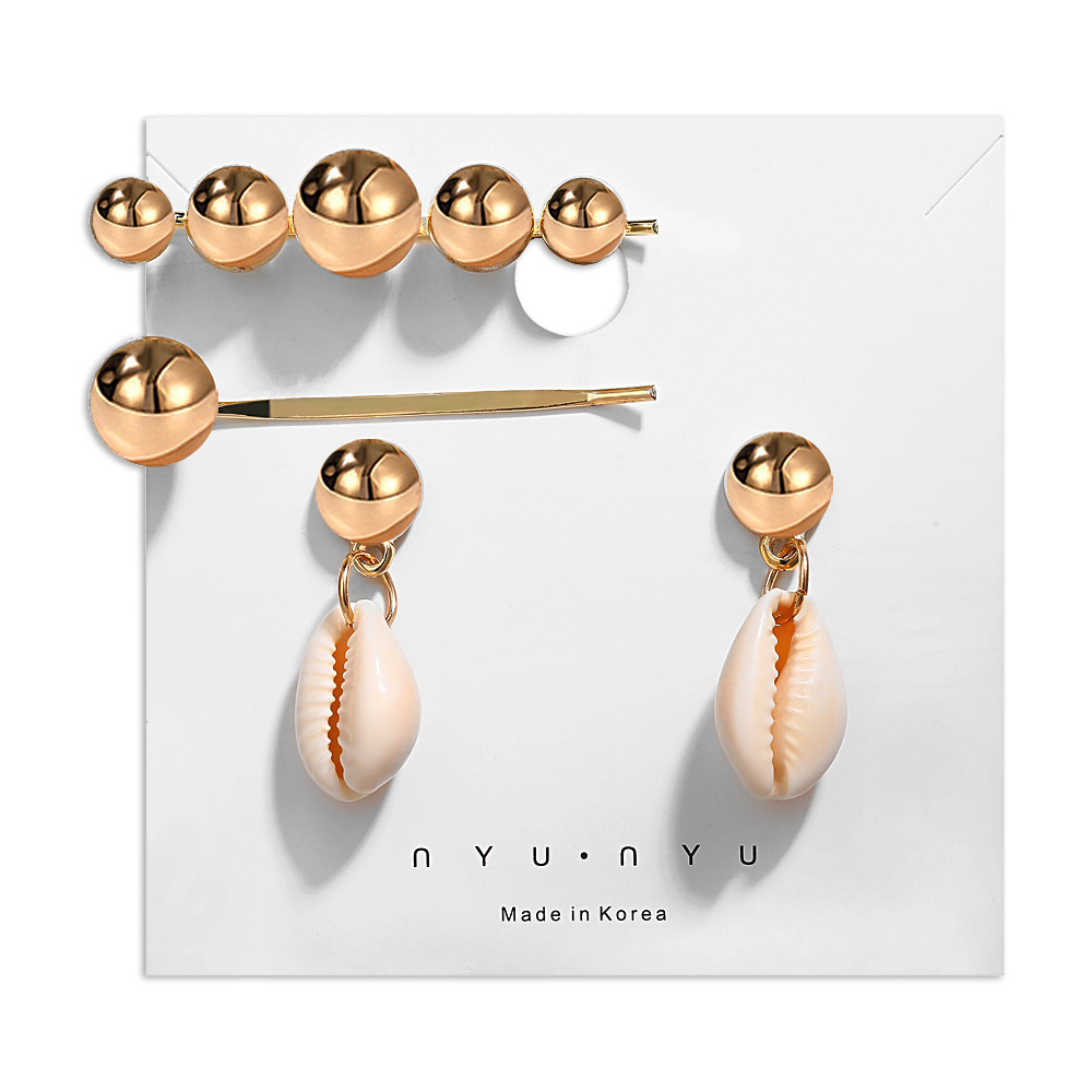 New Shell Hairpin Earrings Set Creative Shell Necklace Hairpin Combination Set display picture 6